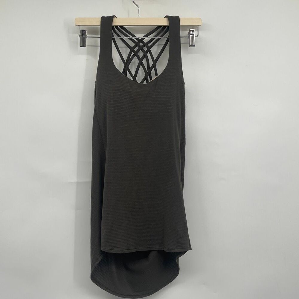Lululemon Gray Free To Be Wild Striped Strappy Racerback Tank Top Size 4